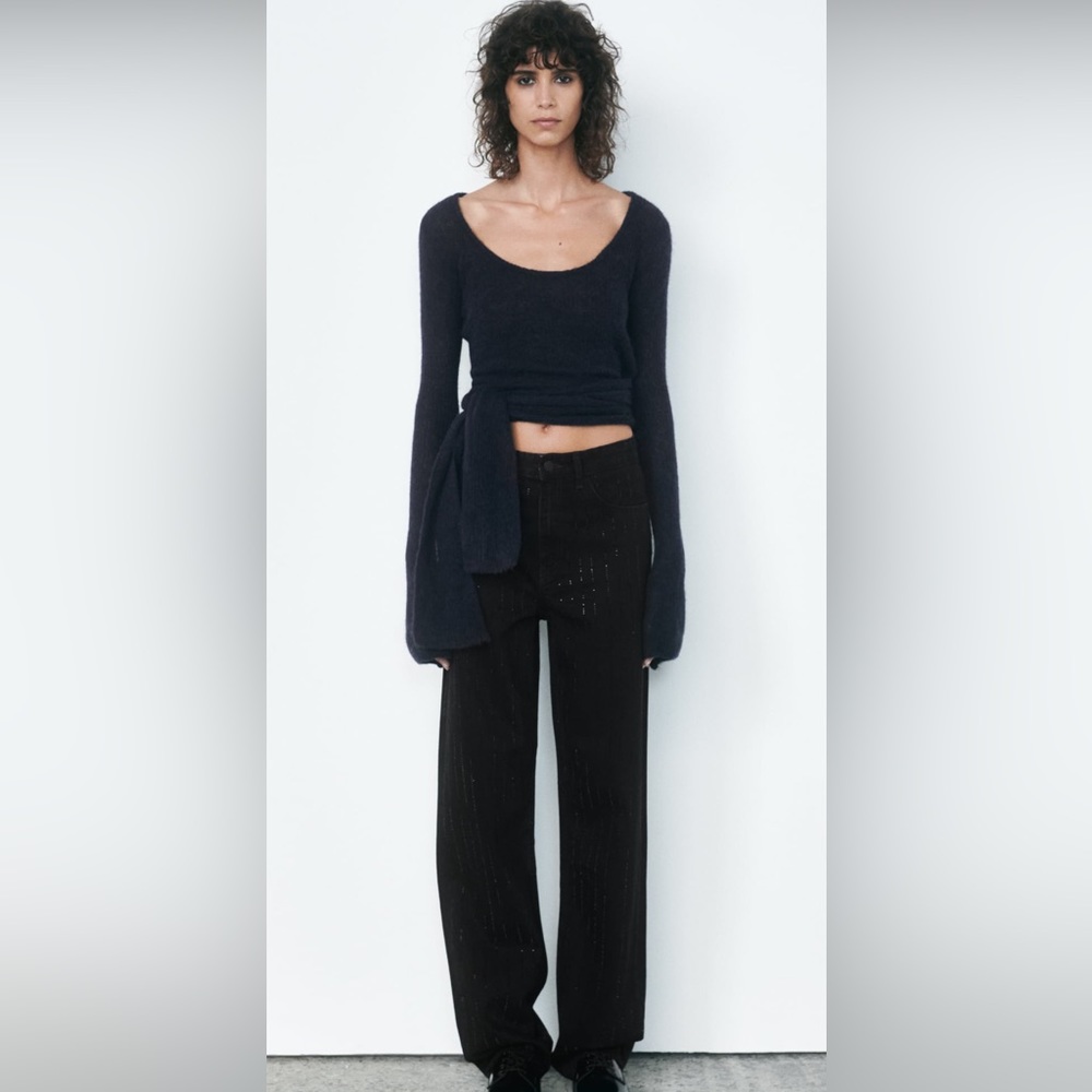 NWT ZARA RHINESTONE JEANS - Picture 4 of 7